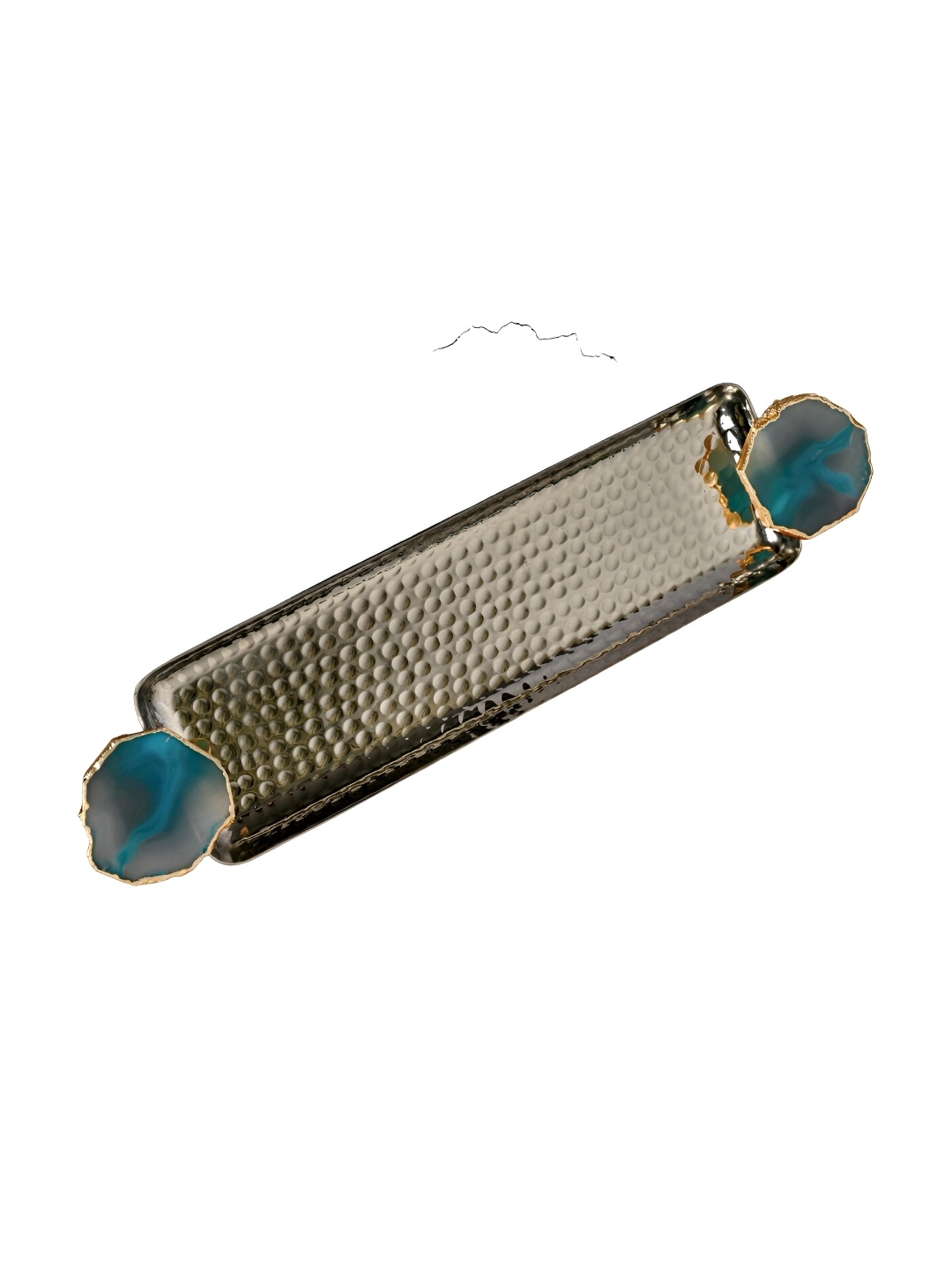 

HOMEARTE Textured Rectangle Aluminium Serving Tray, Turquoise blue