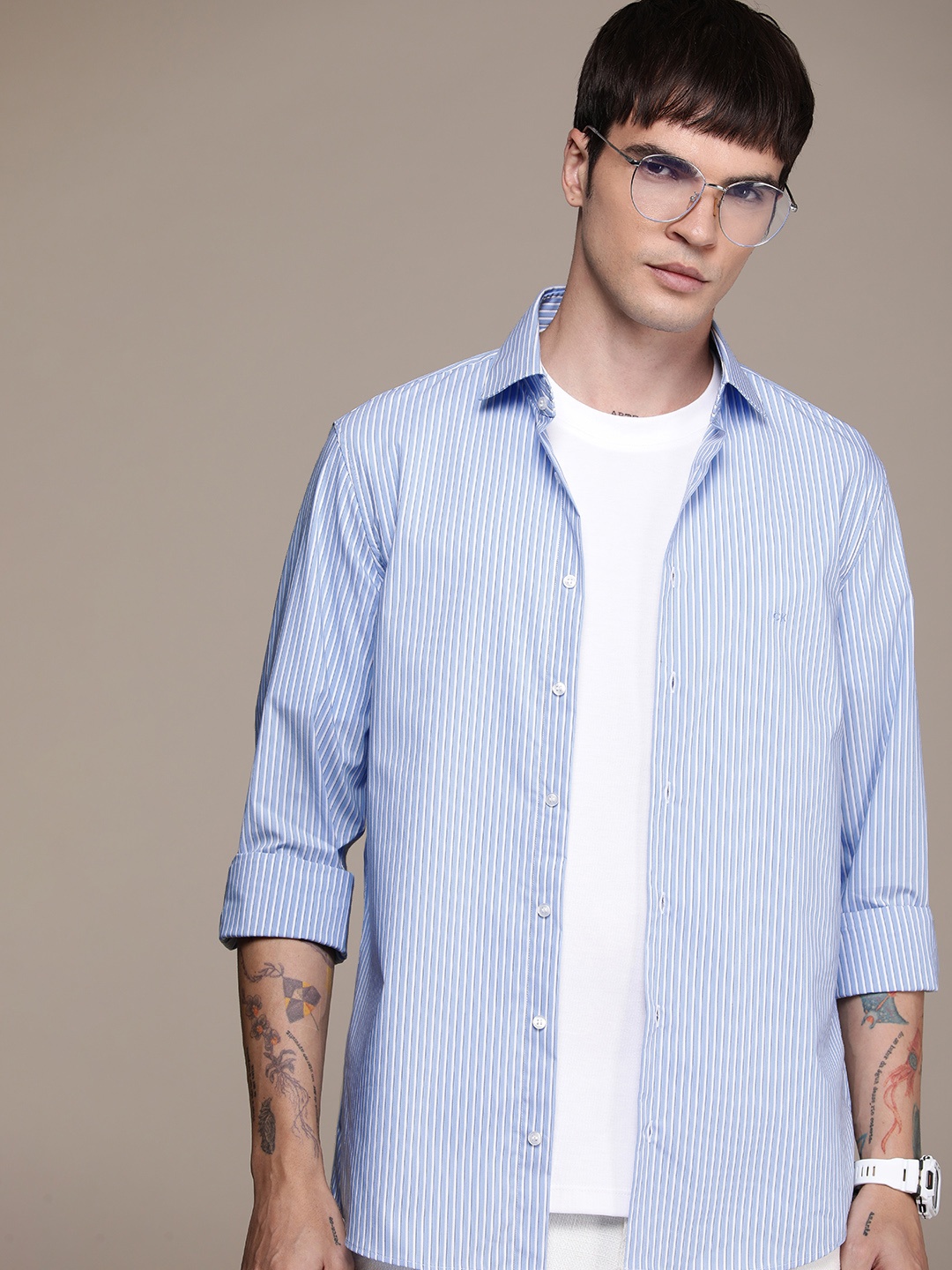 

Calvin Klein Jeans Skinny Fit Striped Casual Shirt, Blue