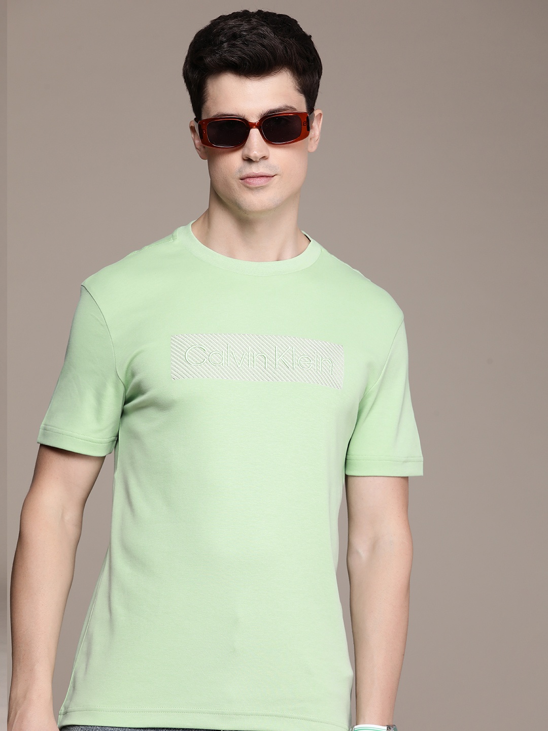 

Calvin Klein Jeans Brand Logo Embroidered Casual T-shirt, Green