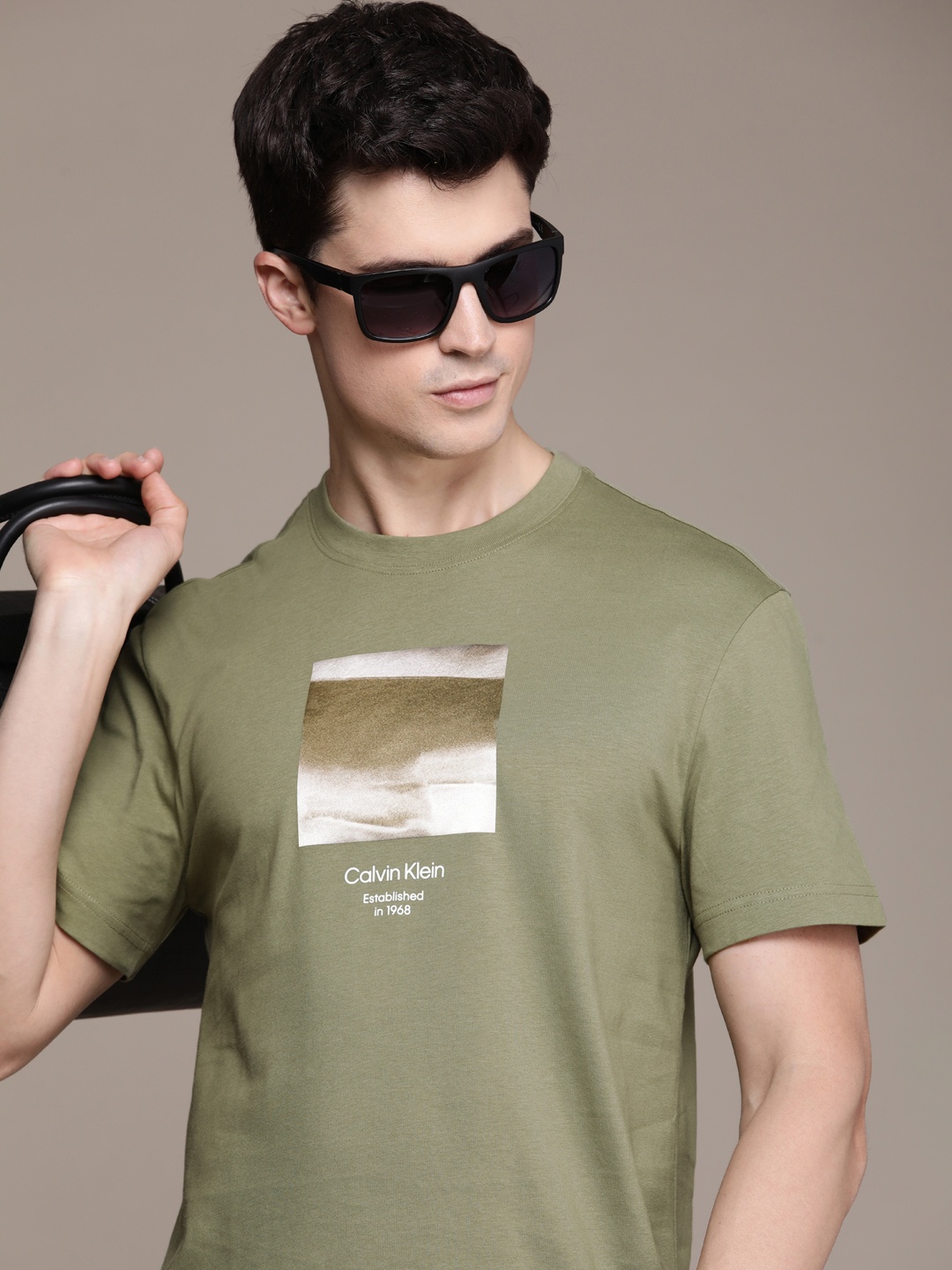 

Calvin Klein Jeans Graphic Printed Pure Cotton T-shirt, Olive