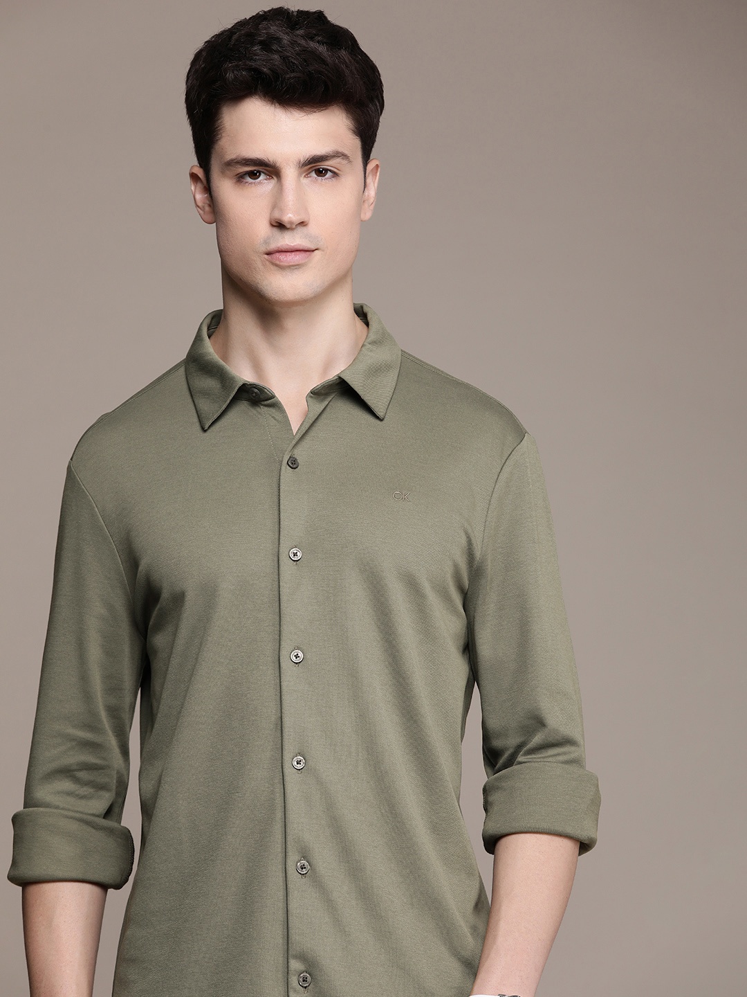 

Calvin Klein Jeans Solid Regular Fit Casual Shirt, Olive