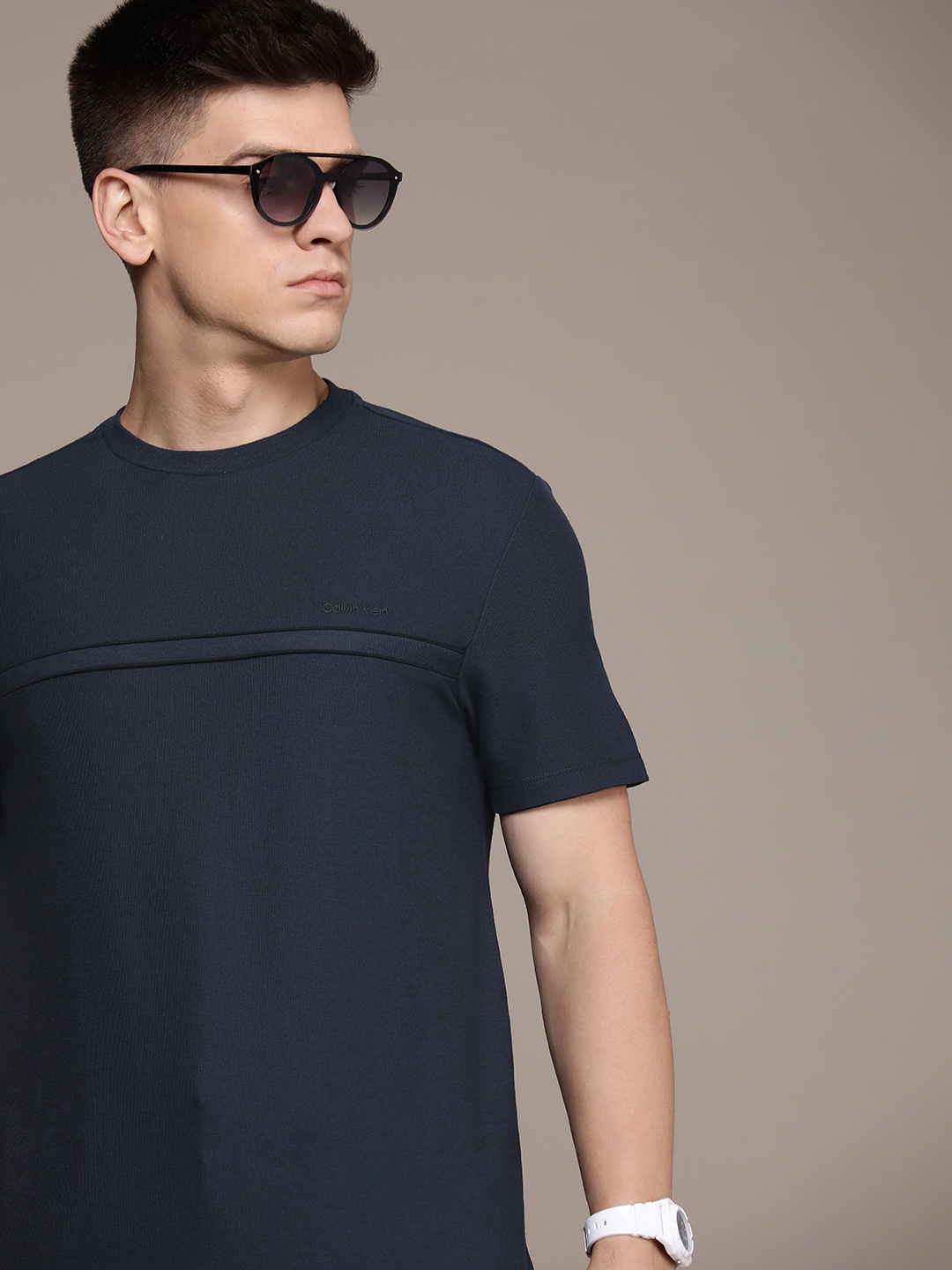 

Calvin Klein Jeans Men Pure Cotton T-shirt, Navy blue