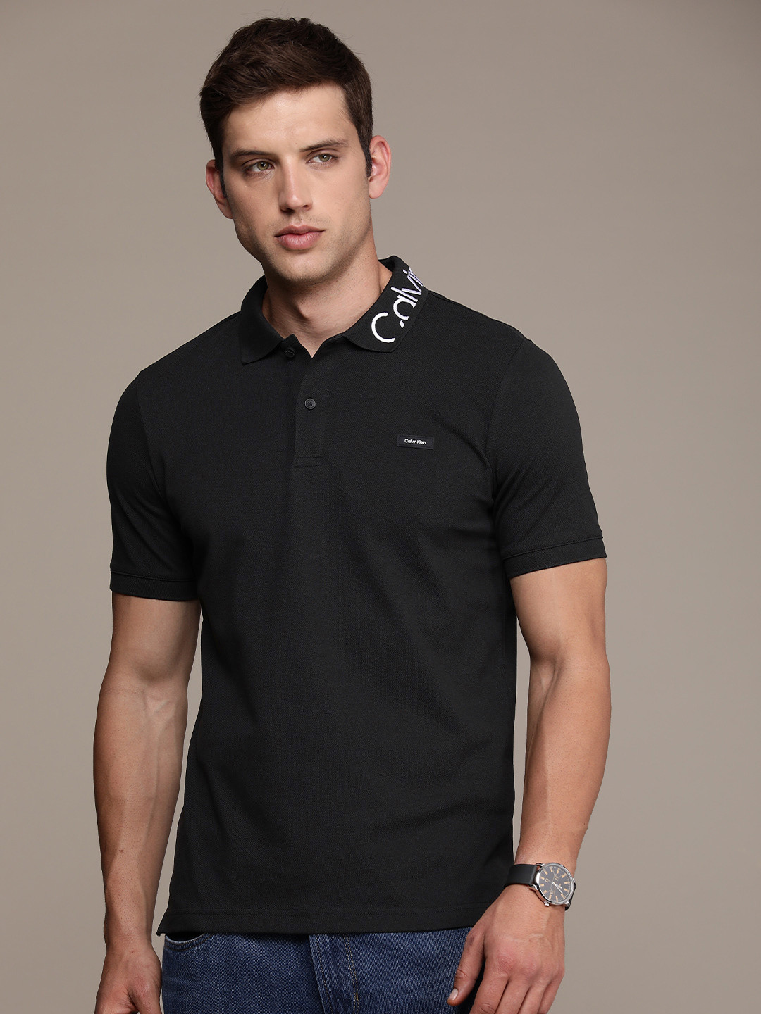 

Calvin Klein Jeans Polo Collar Slim Fit T-shirt, Black