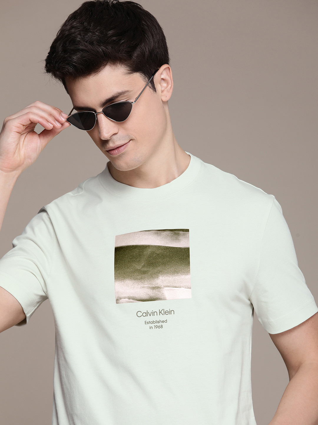 

Calvin Klein Jeans Graphic Printed Pure Cotton T-shirt, Green