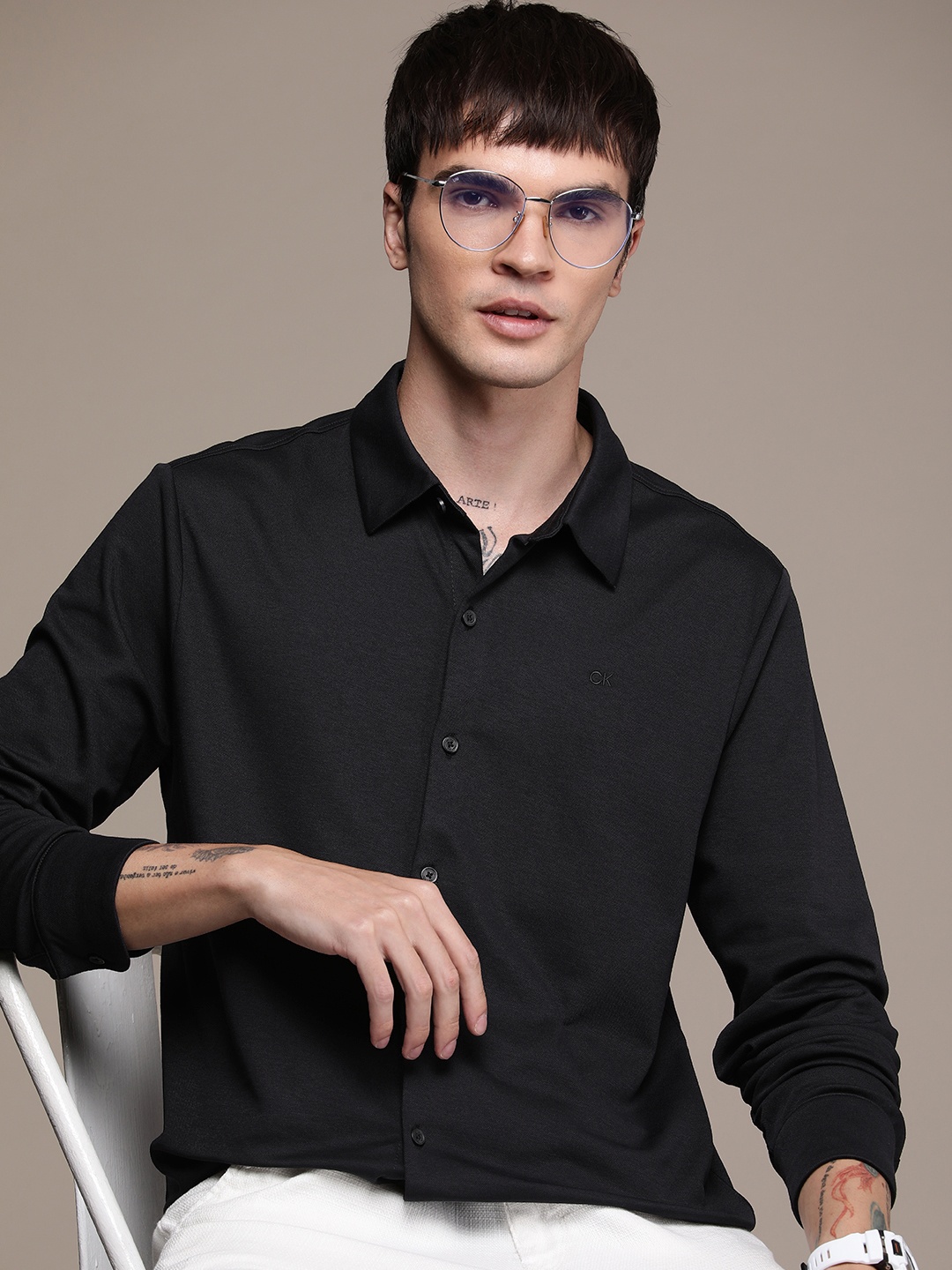 

Calvin Klein Jeans Knitted Casual Shirt, Black