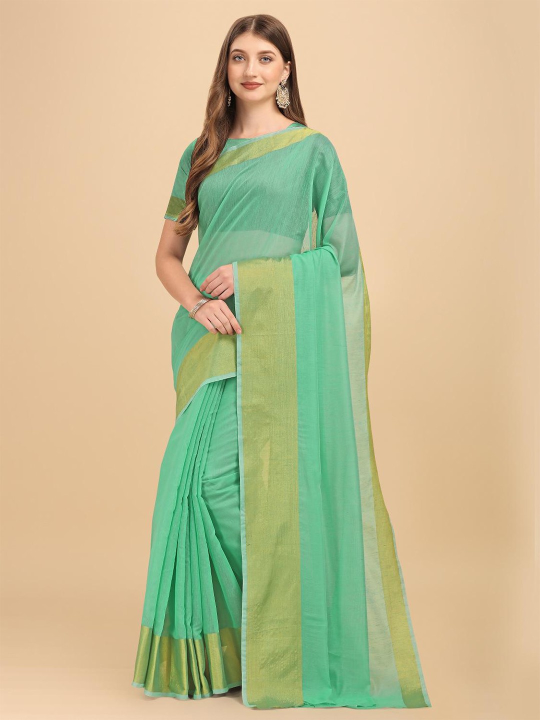 

LIMDO Woven Design Zari Pure Silk Banarasi Saree, Teal