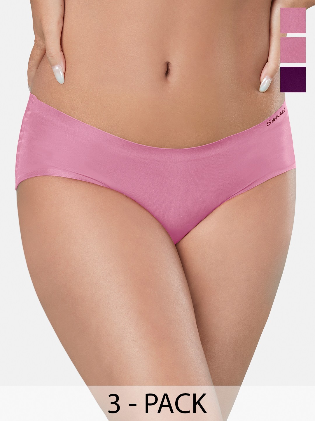 

Sonari Pack Of 3 Seamless Hipster Briefs, Pink