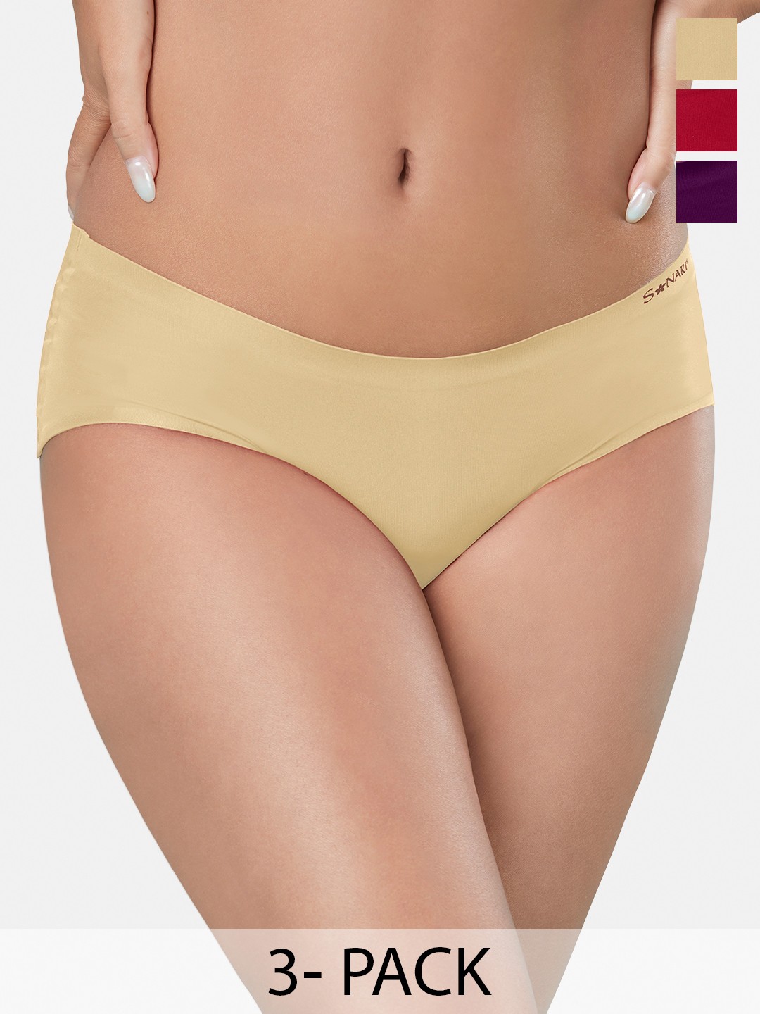 

Sonari Pack Of 3 Seamless Hipster Briefs, Nude