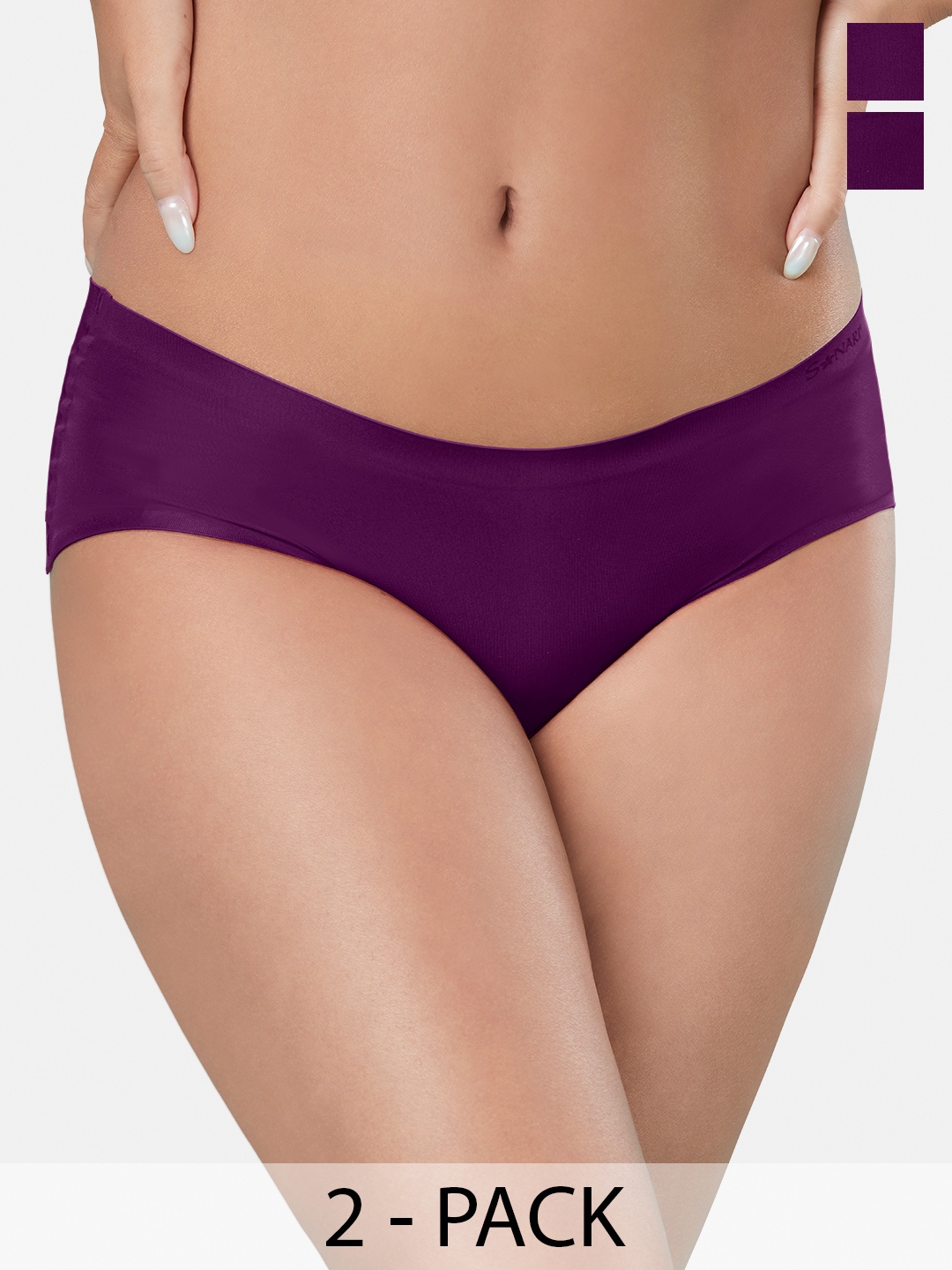 

Sonari Pack Of 2 Seamless Mid-Rise Hipster Briefs, Purple