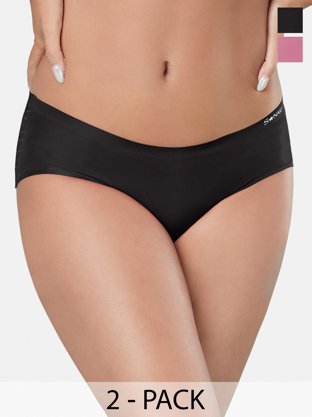 

Sonari Pack Of 2 Seamless Hipster Briefs, Black