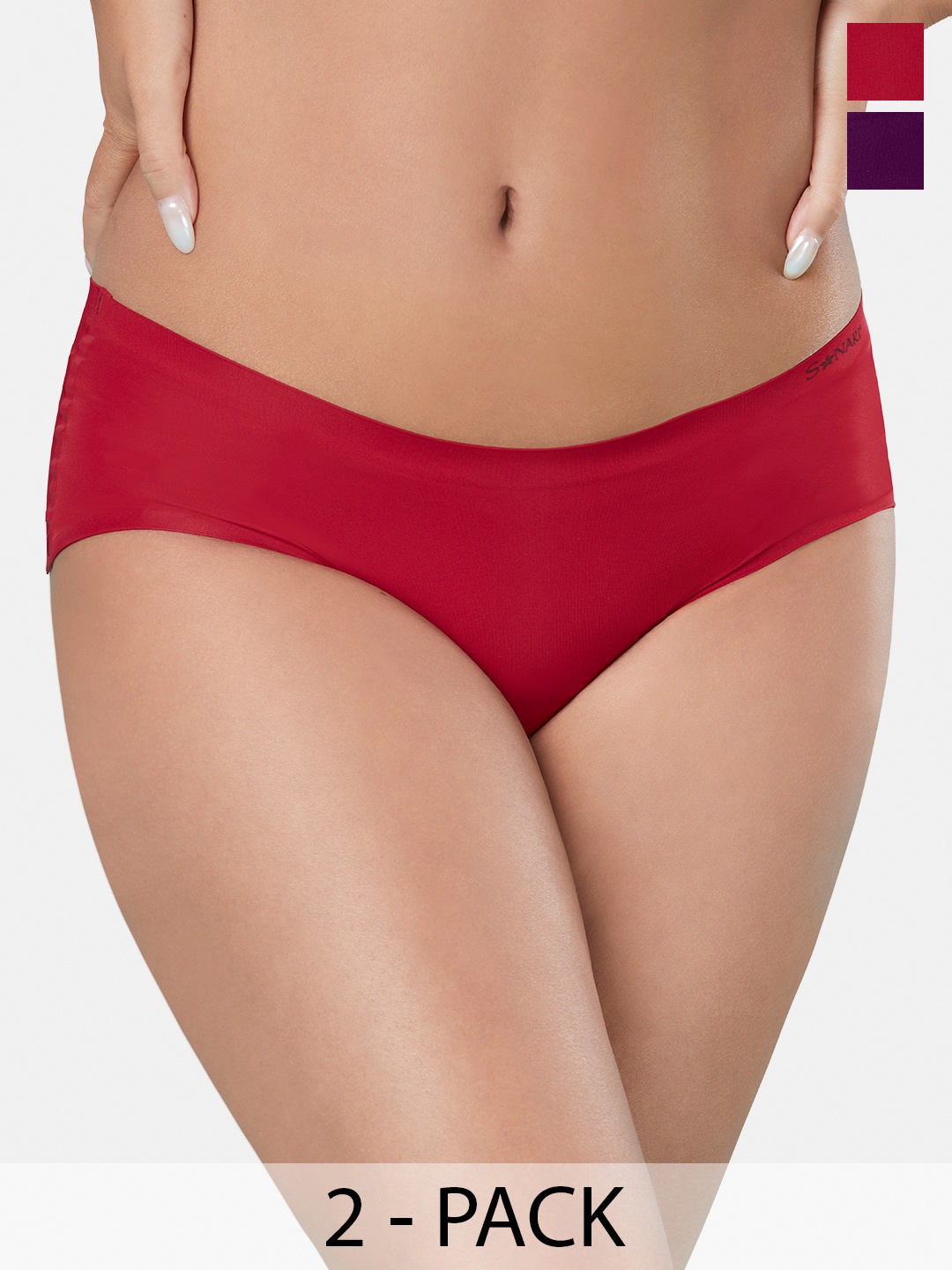 

Sonari Pack Of 2 Seamless Hipster Briefs, Red