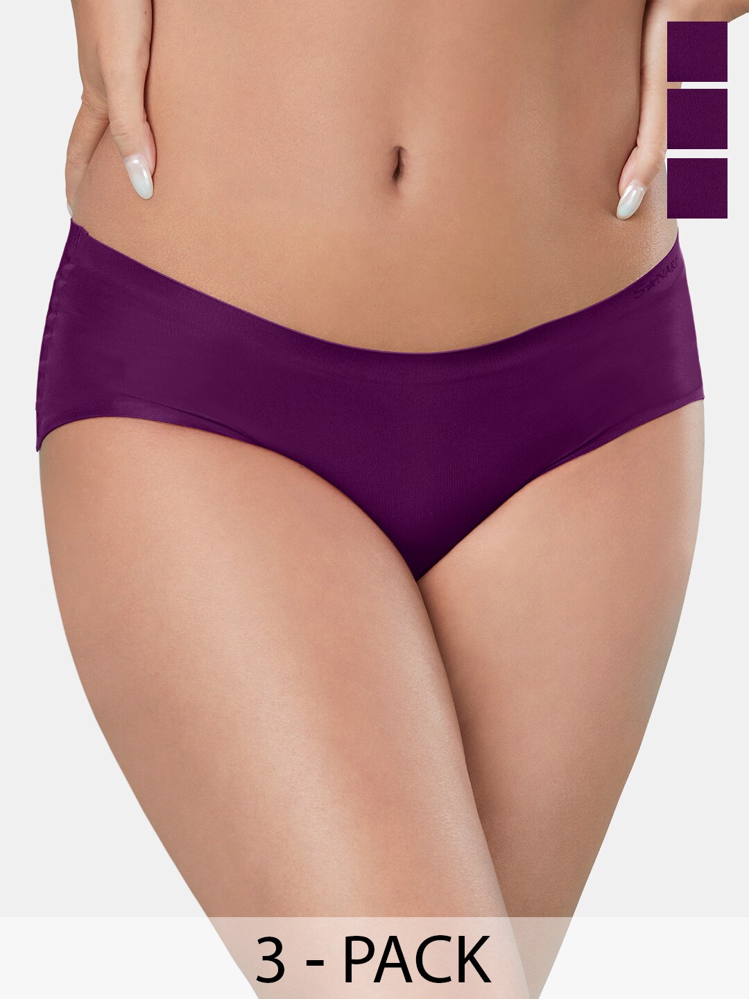 

Sonari Pack Of 3 Seamless Hipster Briefs, Purple