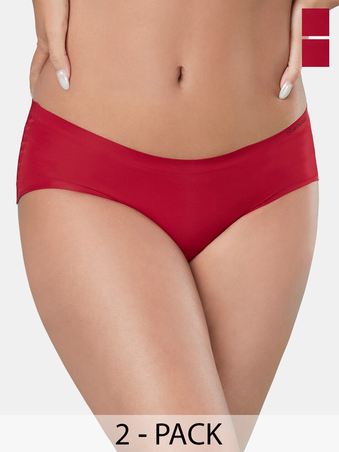 

Sonari Pack Of 2 Seamless Hipster Briefs, Red