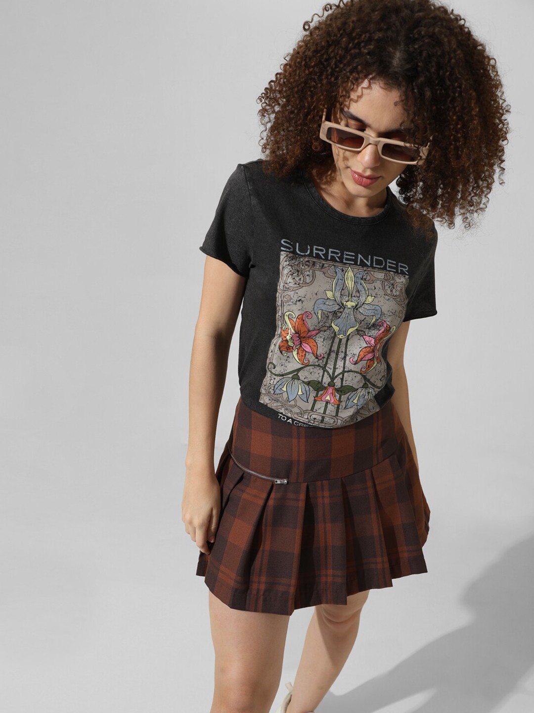 

ONLY Graphic Printed Round Neck Pure Cotton T-shirt, Black