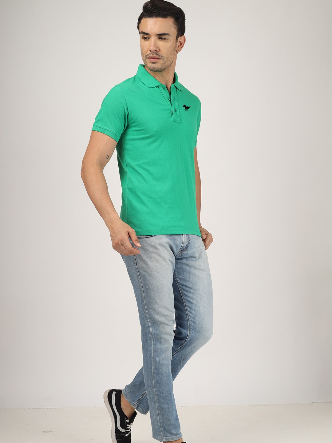 

Greylongg Polo Collar Short Sleeves Pockets T-shirt, Green