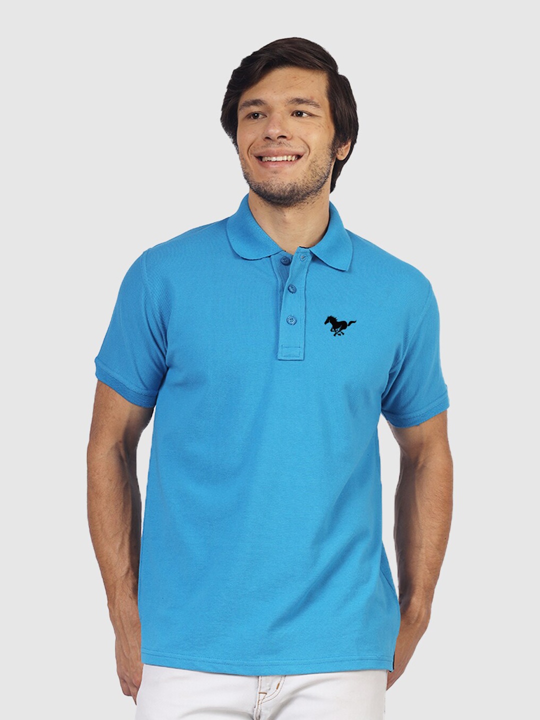 

Greylongg Polo Collar Casual T-shirt, Blue