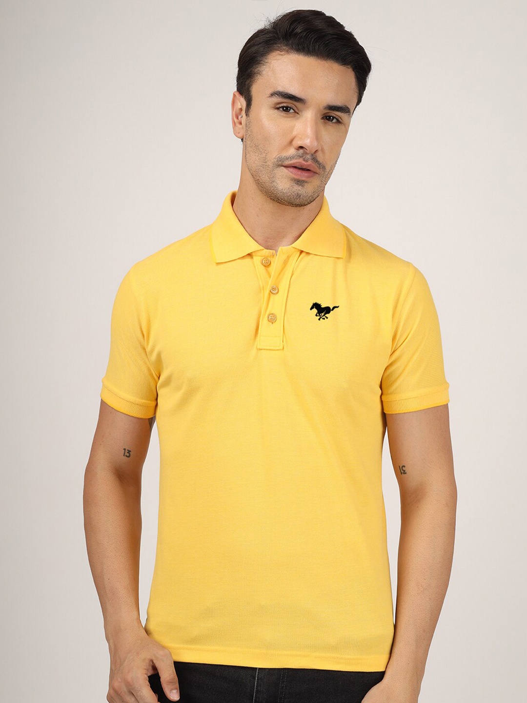

Greylongg Polo Collar Casual T-shirt, Yellow