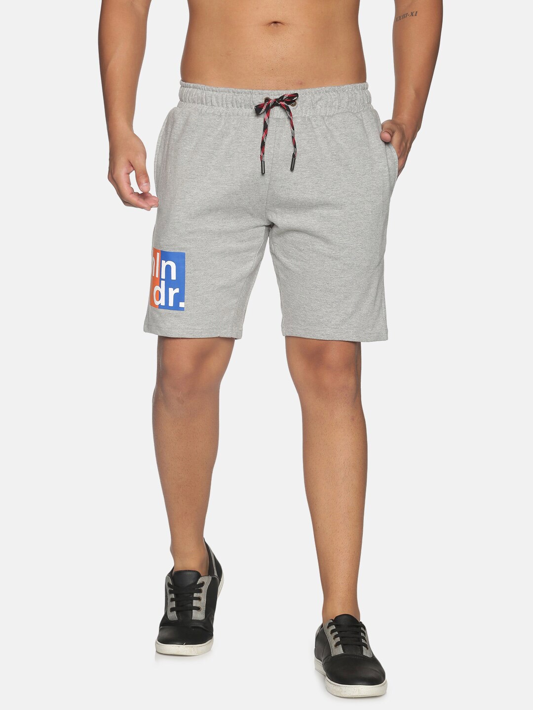 

THE HOLLANDER Men Printed Regular Fit Cotton Shorts, Grey melange