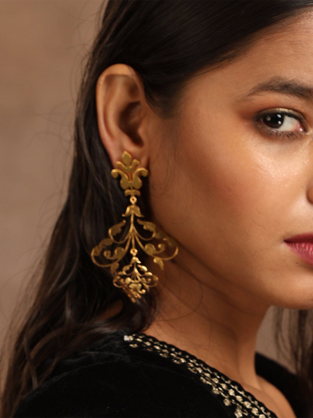 

trueBrowns 22K Gold-Plated Floral Drop Earrings