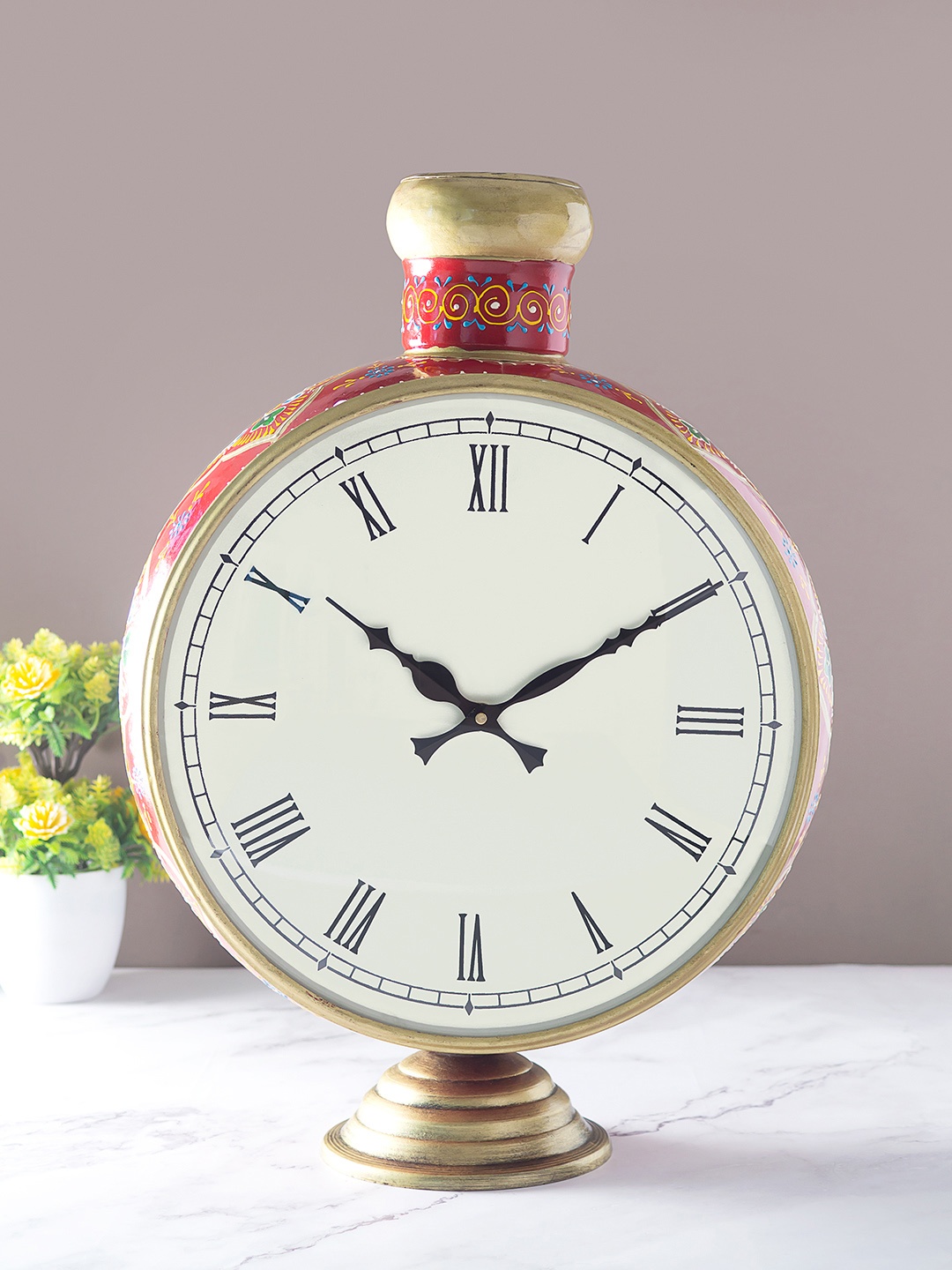

Golden Peacock Red Ethnic Motifs Curio Showpiece