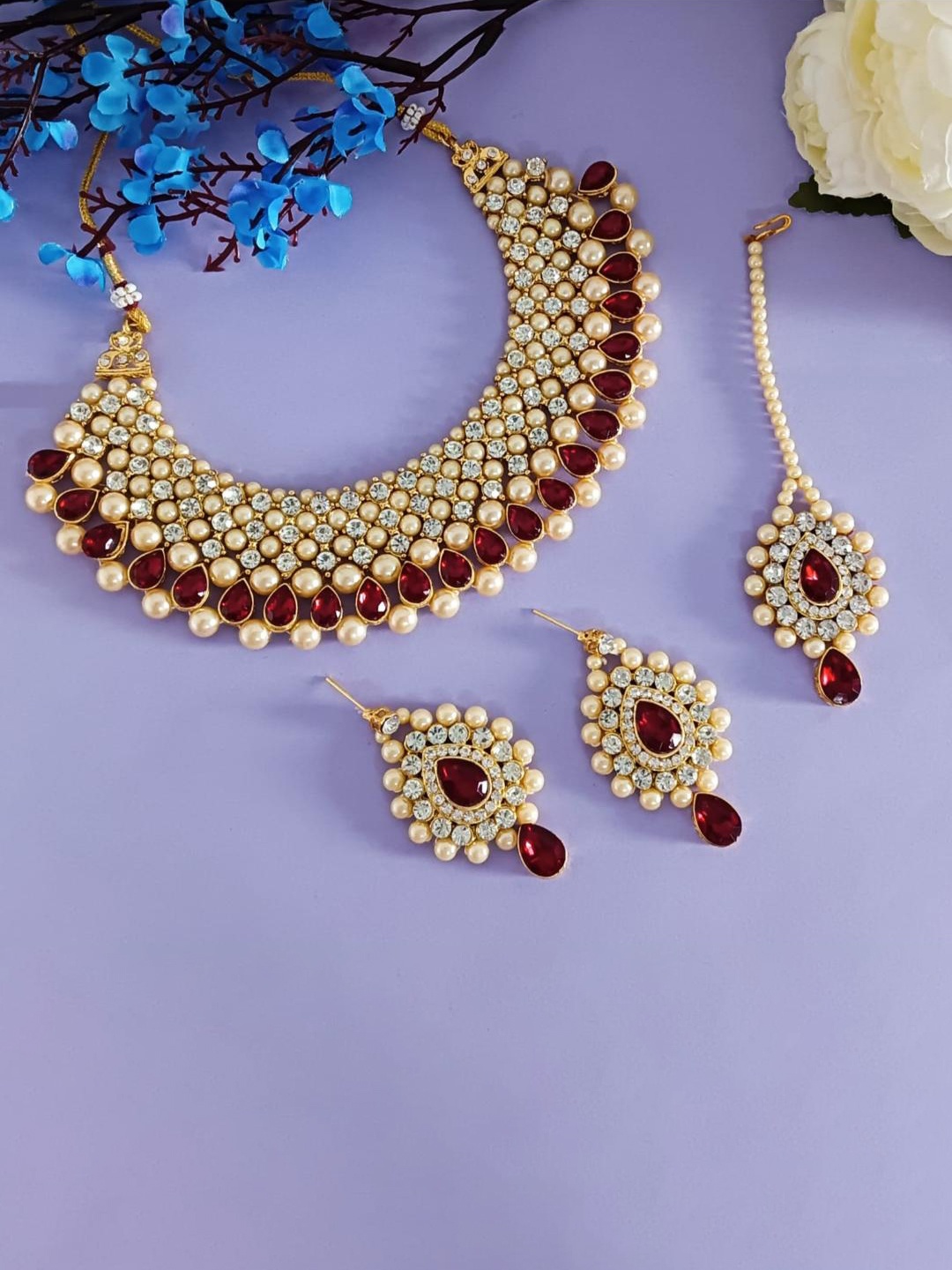 

Efulgenz Gold-Plated Crystal Stone Studded Jewellery Set