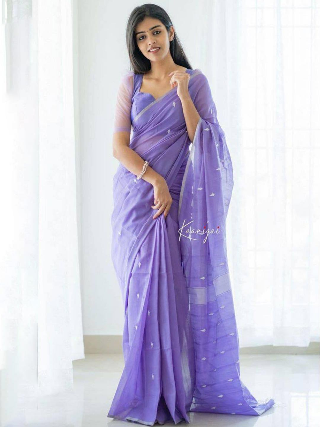 

FABIAN FASHION Ethnic Woven Design Silk Cotton Banarasi Saree, Purple