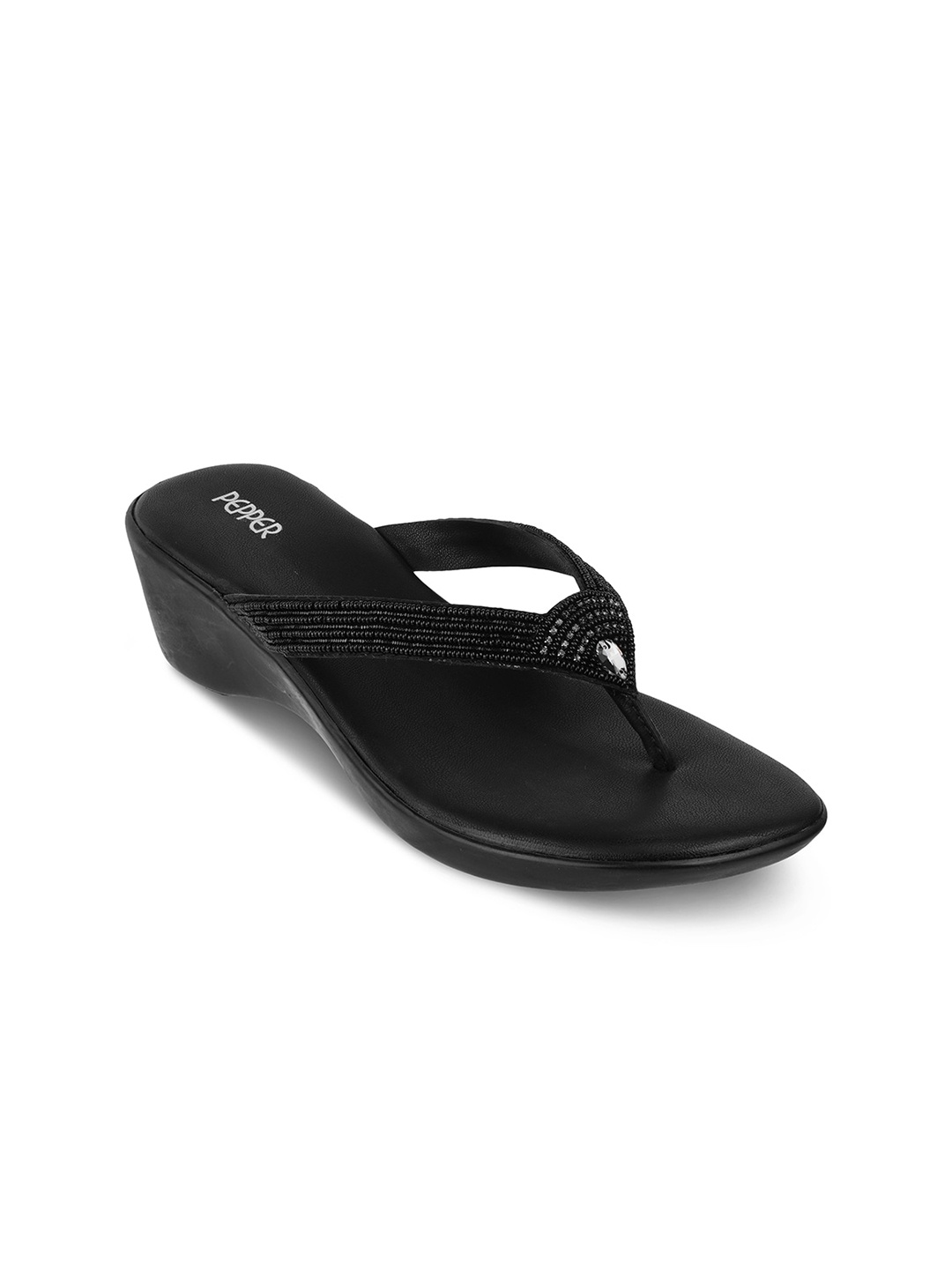 

PEPPER Embellished Open Toe Comfort Heels, Black