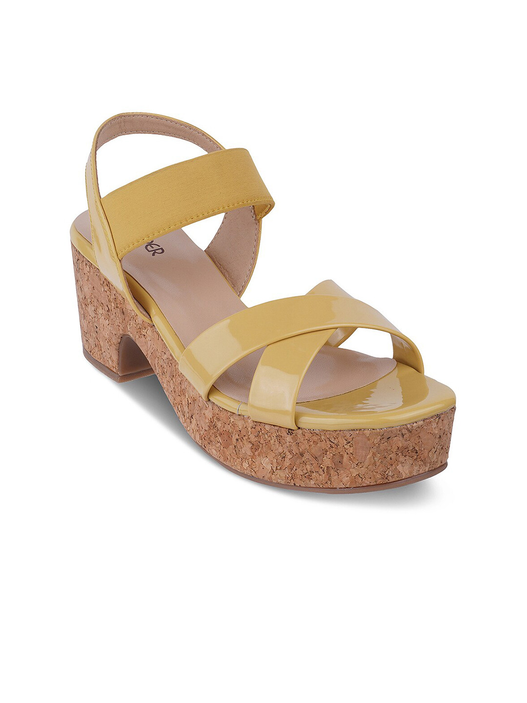 

PEPPER Open Toe Platform Heels, Yellow