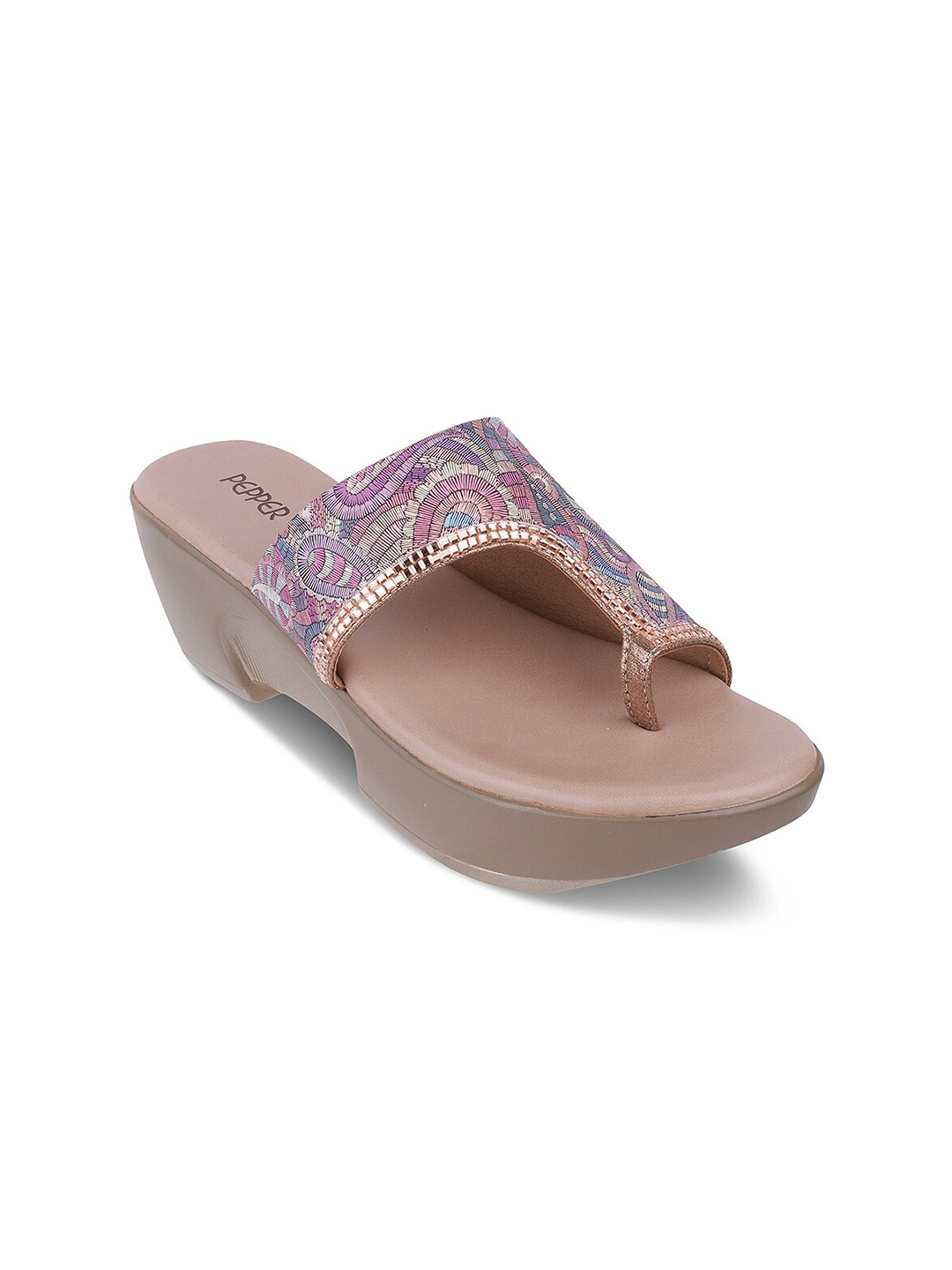 

PEPPER Printed Embellished One Toe Comfort Heels, Nude