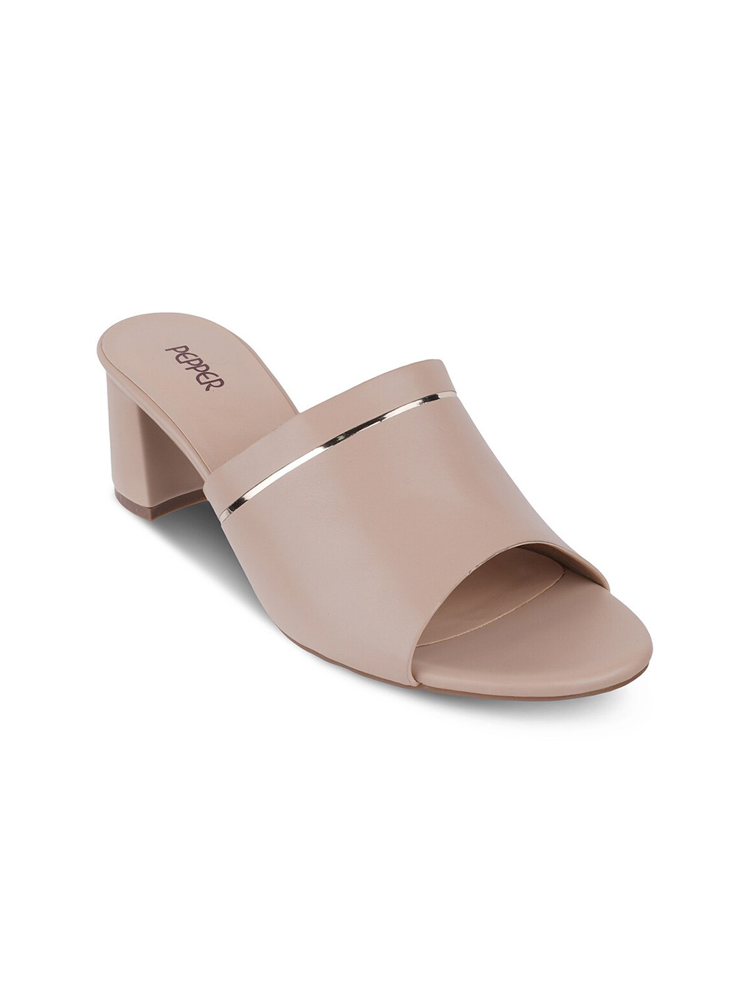 

PEPPER Open Toe Block Heels, Beige
