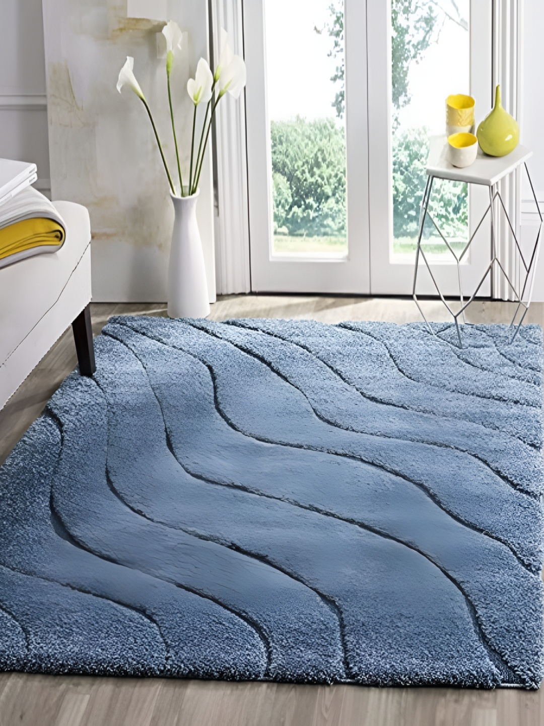 Shopgallery Blue Geometric Anti-Skid Carpet
