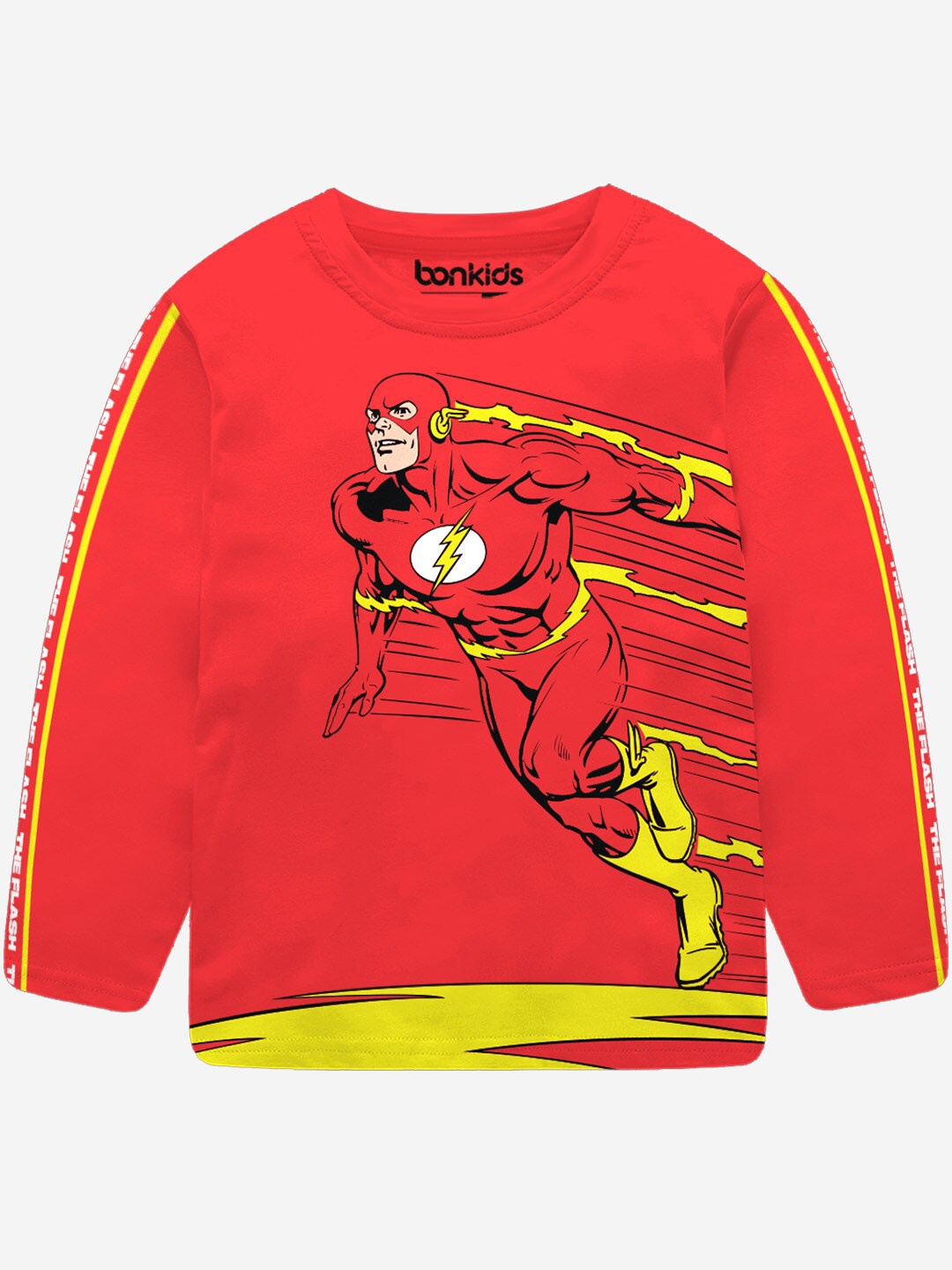 

BONKIDS Boys Round Neck Long Sleeves Applique Cotton T-shirt, Red