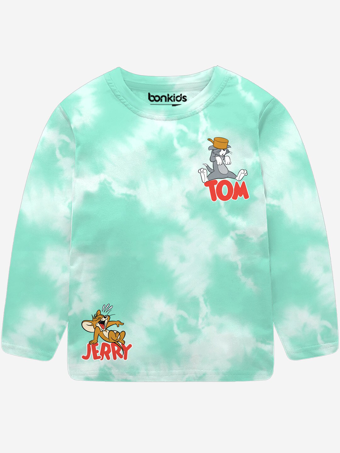 

BONKIDS Boys Tom & Jerry Printed Cotton T-shirt, Green