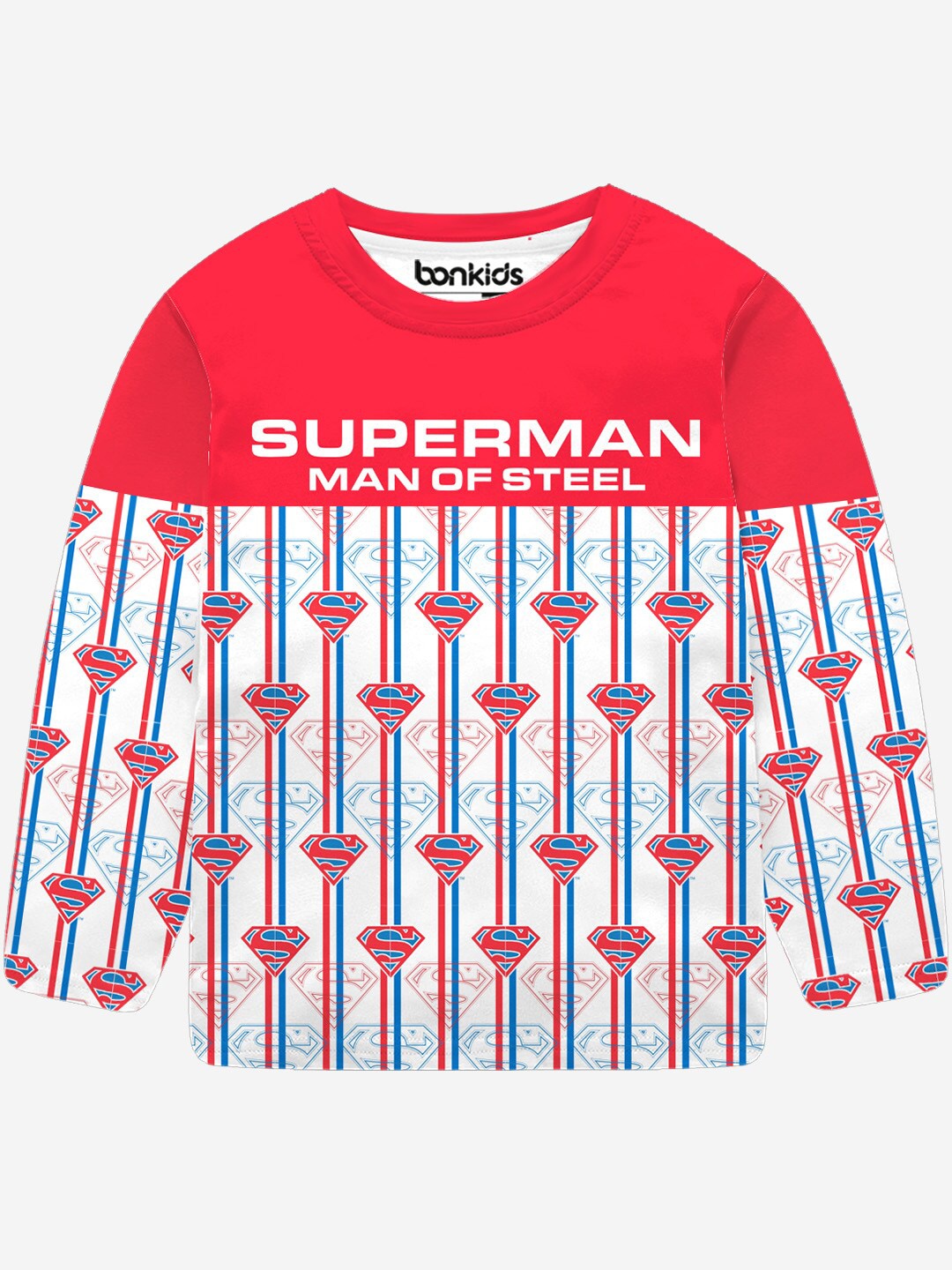 

BONKIDS Boys Superman Printed Cotton T-shirt, White