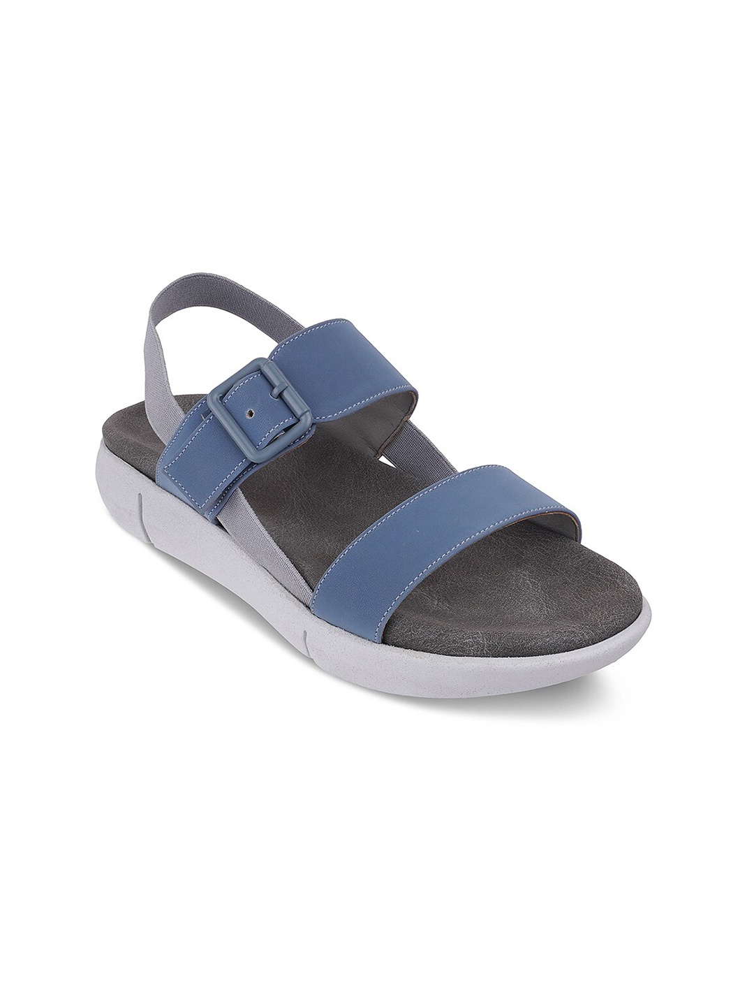 

PEPPER Buckles Detail Open Toe Flats, Blue