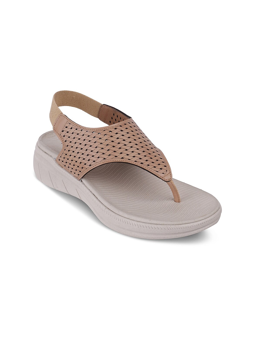 

PEPPER Textured T-Strap Flats, Brown