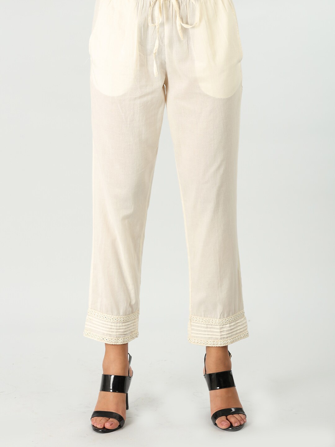 

Mustard Women Mid-Rise Trousers, White