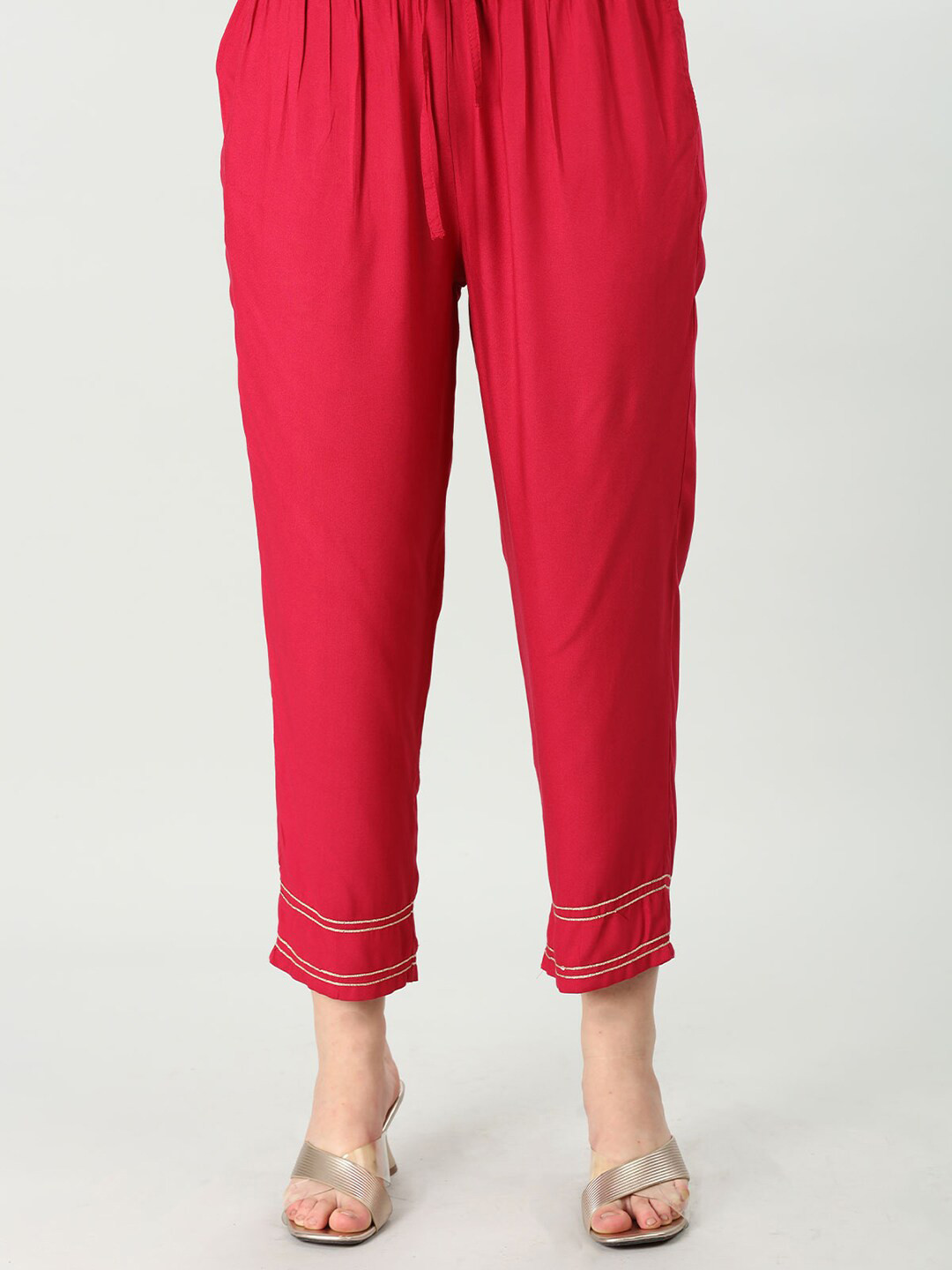 

Mustard Women Mid Rise Ethnic Trousers, Pink