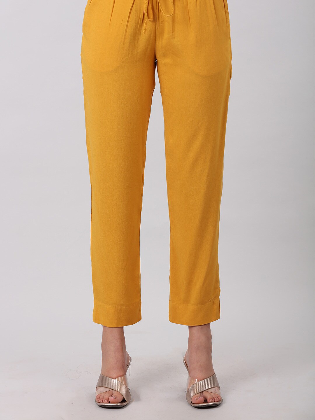 

Mustard Women Mid-Rise Trousers