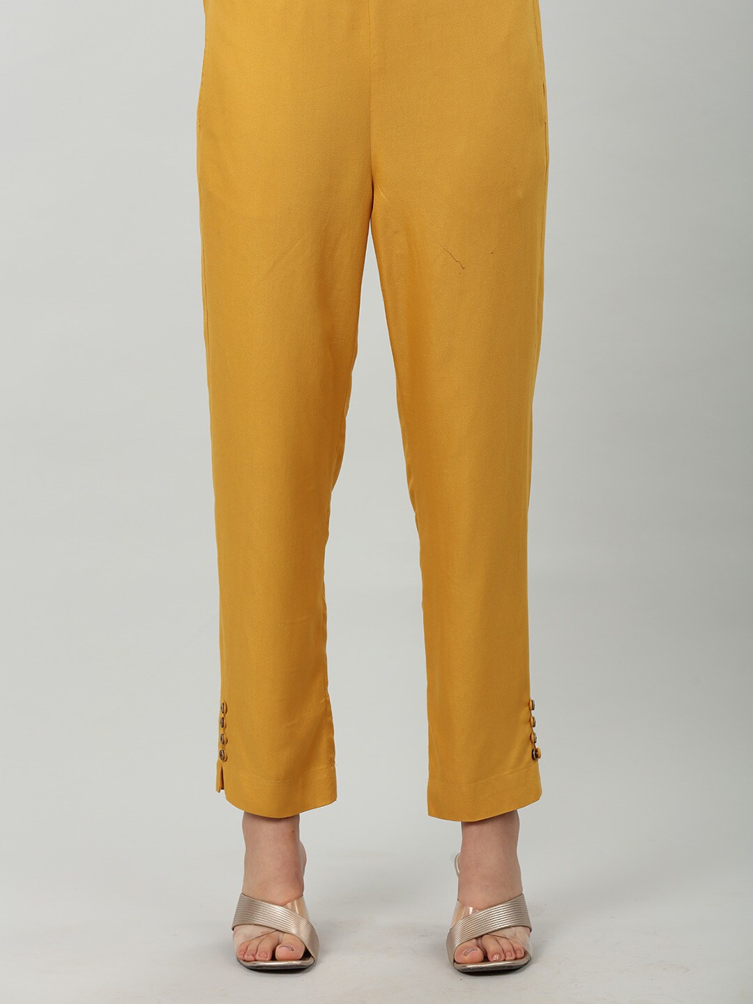 

Mustard Women Mid Rise Cigarette Trousers