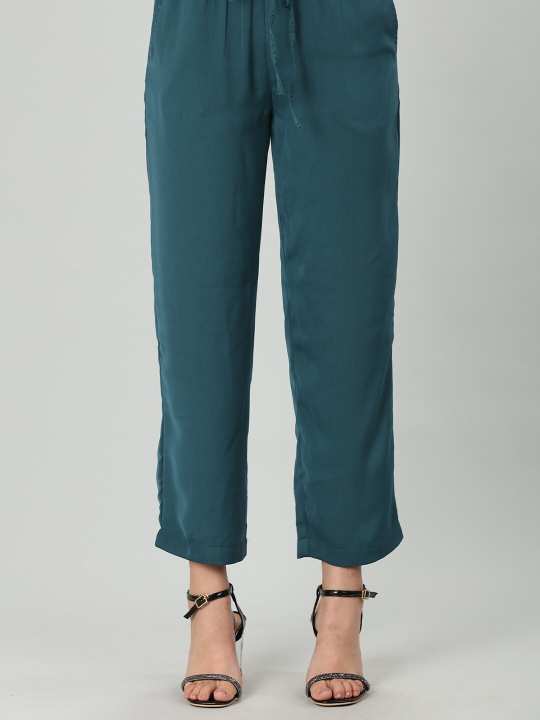 

Mustard Women Mid Rise Ethnic Trousers, Teal