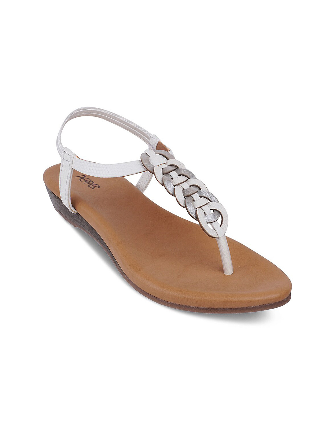 

PEPPER Embellished T-Strap Flats, White