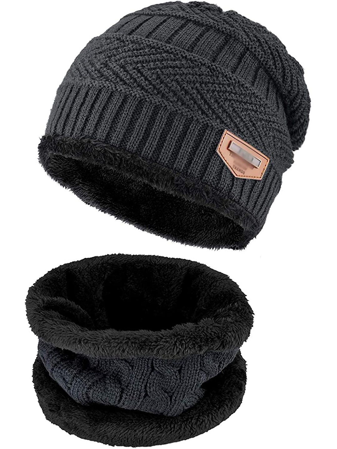 

BAESD Men Self Design Woollen Beanie, Grey melange