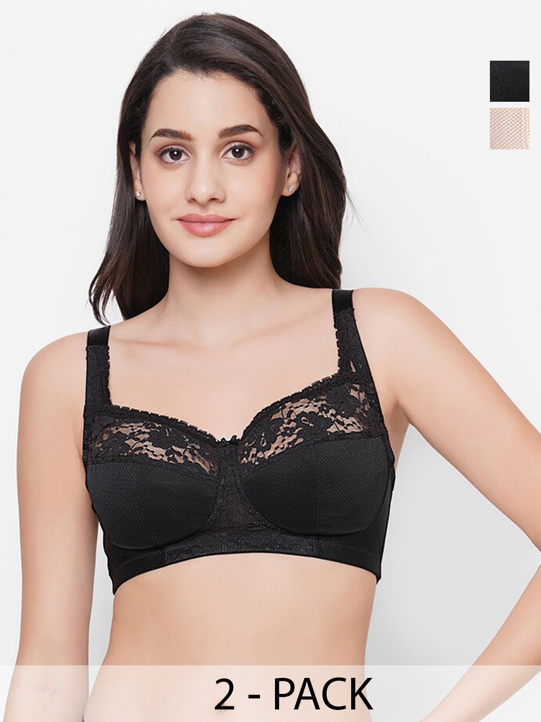 

Wacoal Pack Of 2 Floral Lace Full Coverage Rapid-Dry Everyday Bras With All Day Comfort, Beige