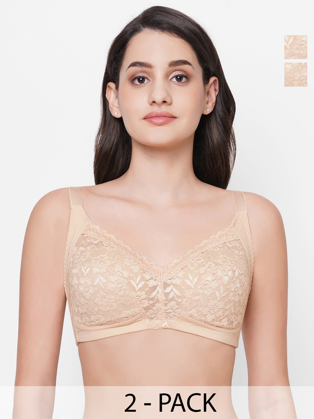 

Wacoal Pack Of 2 Floral Lace Full Coverage Rapid-Dry Everyday Bras With All Day Comfort, Beige