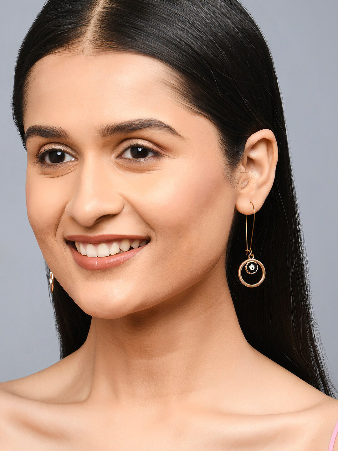 

ToniQ Gold-Plated Contemporary Drop Earrings