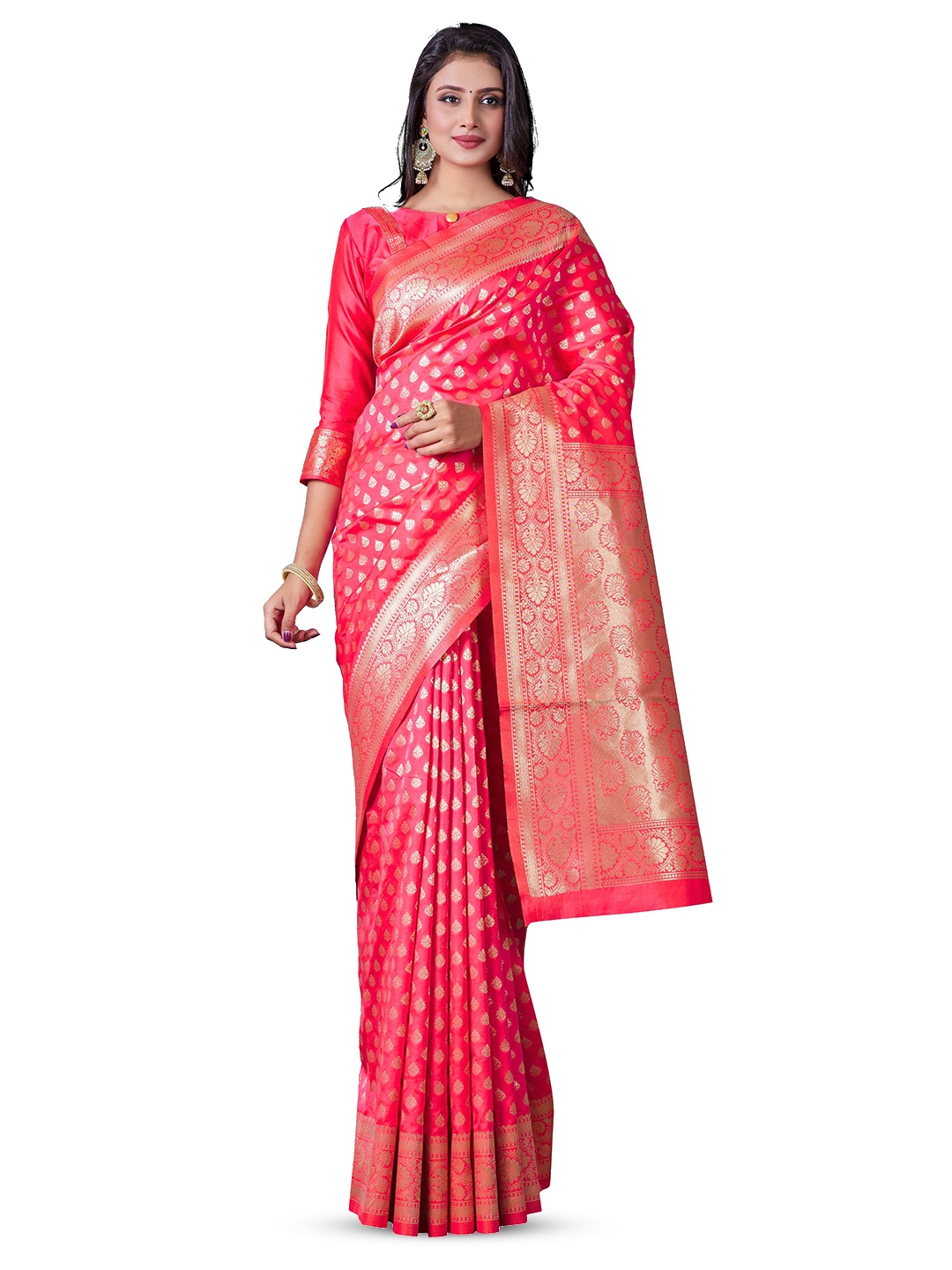 

LIMDO Ethnic Motifs Zari Pure Silk Saree, Peach