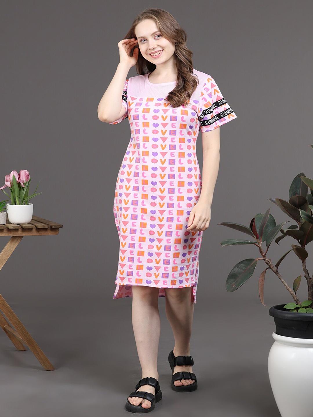 

Slumber Jill Conversational Print A-Line Dress, Pink