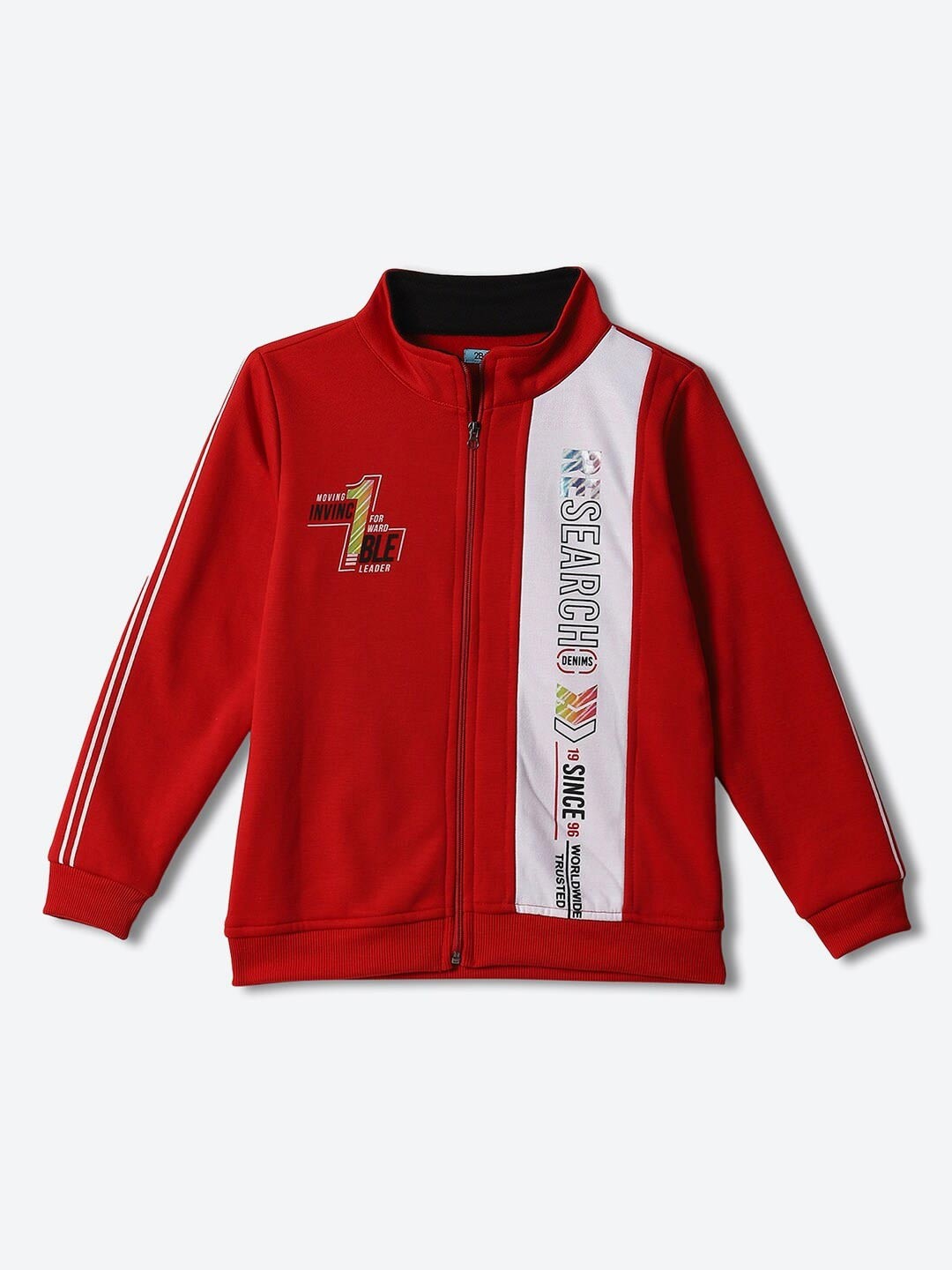 

2Bme Boys Typography Printed Hooded Front Open Sweatshirt, Red