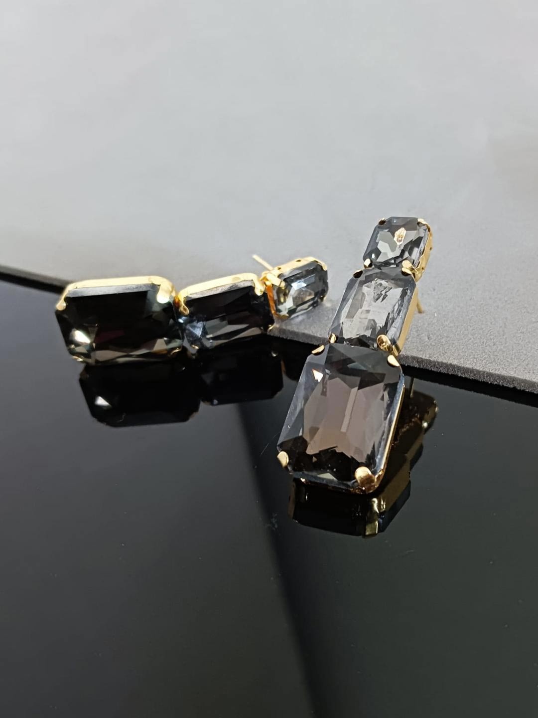 

Efulgenz Gold-Plated Crystals Studded Contemporary Drop Earrings